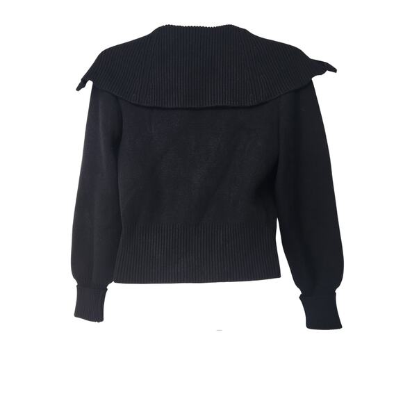 NWT Zara Black Knit Bomber Jacket Sweater Wide Lapel Full Zip Women's M - Picture 9 of 9